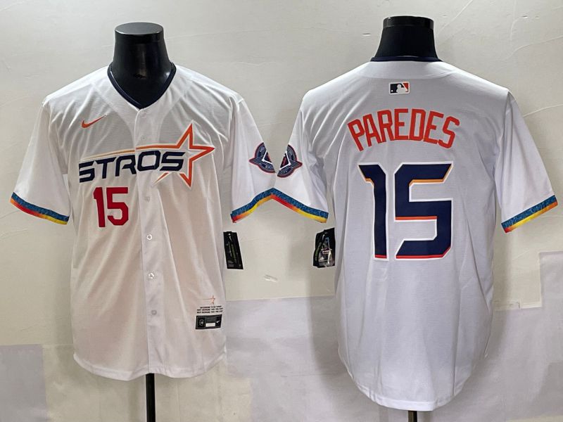 Men Houston Astros #15 Paredes White Fourth generation Joint Name 2025 Nike MLB Jersey style 3